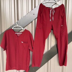 Men’s Figs Burgundy Scrub Set XL - Scrub Top and Scrub Bottom - Sold as Set